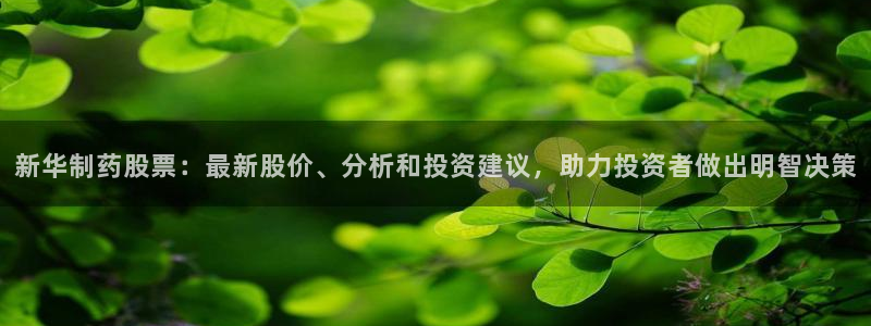 九游会老哥俱乐部：新华制药股票：最新股价、分析和投资建议，助力投资者做出明智决策