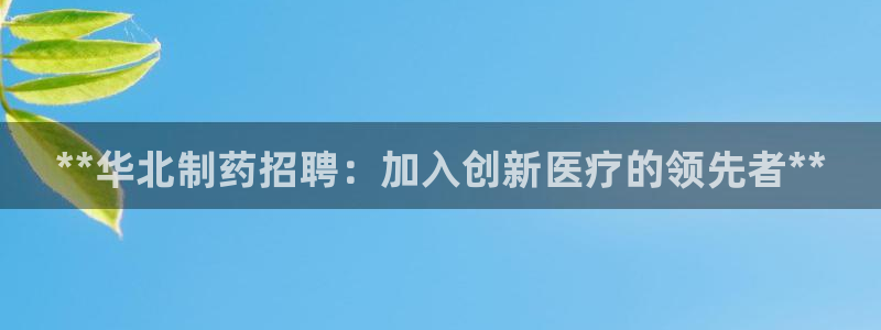 九游会老哥：**华北制药招聘：加入创新医疗的领先者**