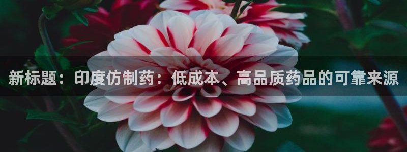 j9九游会老哥俱乐部交流区：新标题：印度仿制药：低成本、高品质药品的可靠来源